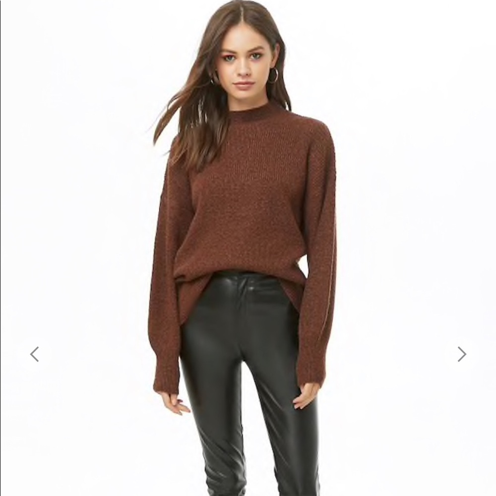 Brushed Cutout Sweater- Chocolate color